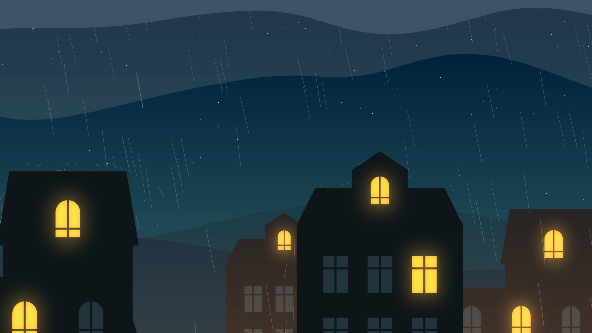 A demo showing the new 2D particles: a rainy night scene