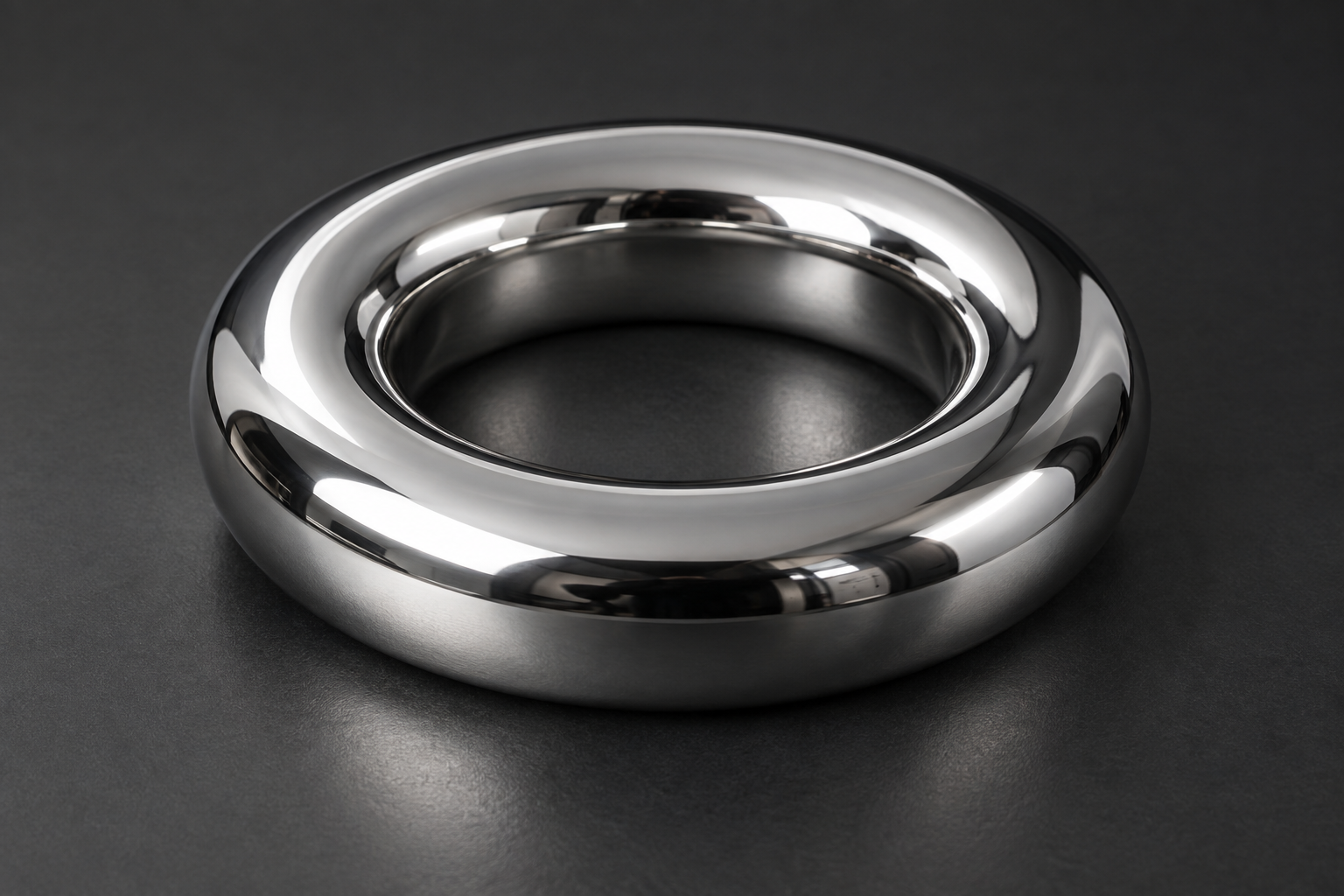 Polished chrome reflecting white studio lights
