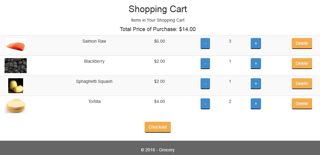 Shopping Cart Page