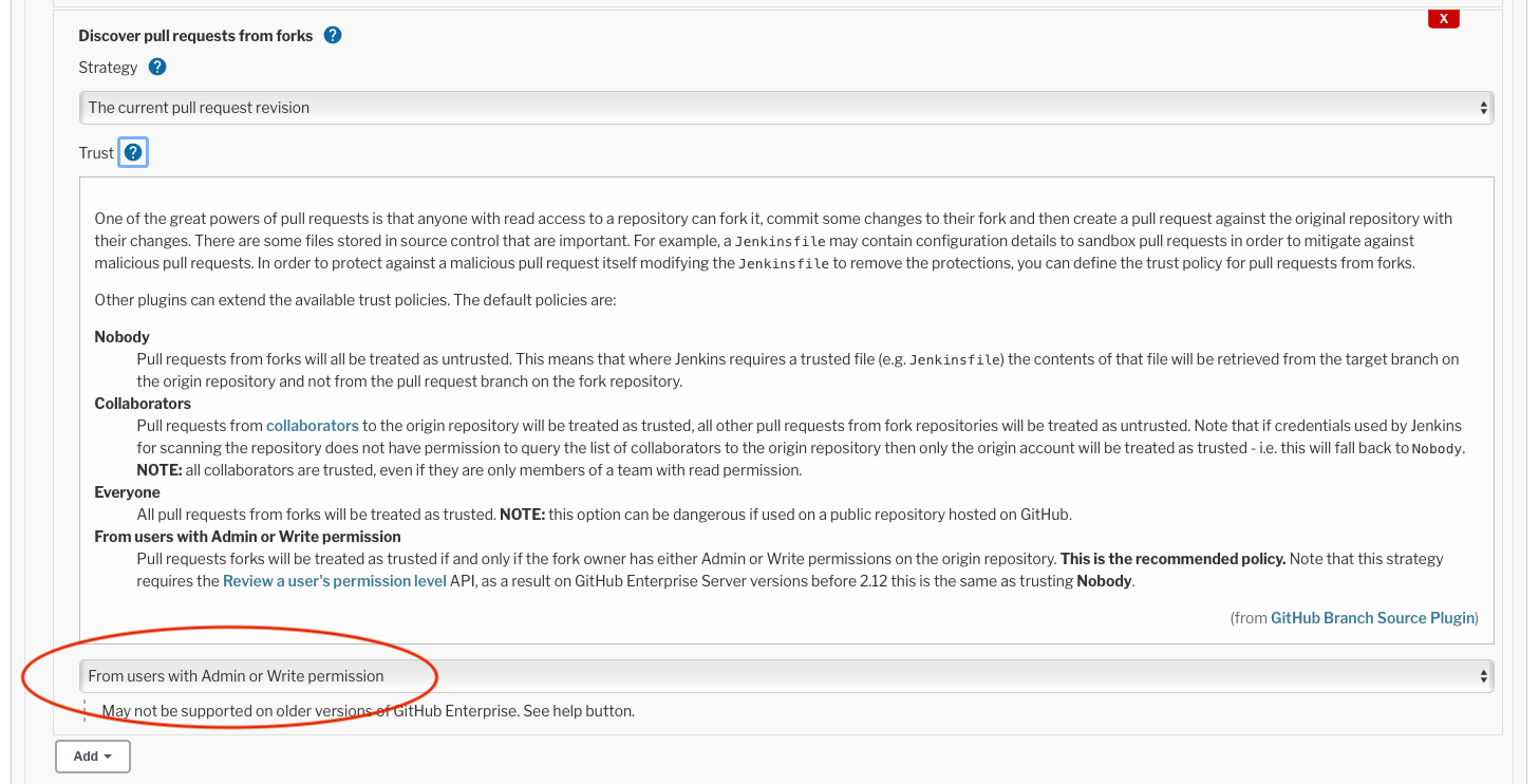 Jenkins GitHub Pull Request Trust Policy