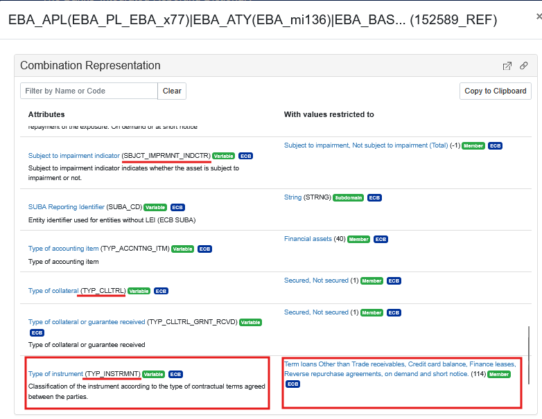 Reference combination metadata created by applying mappings.