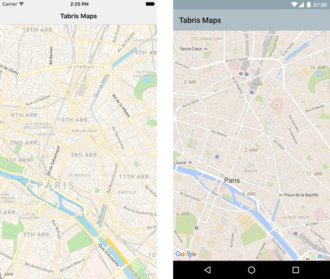 Tabris maps on iOS and Android