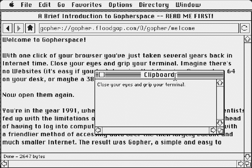 Geomys text page with Courier font