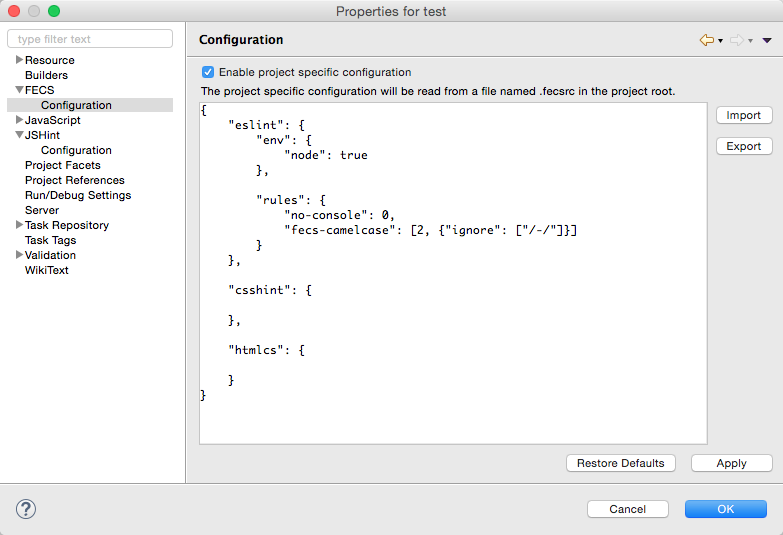 fecsrc configuration