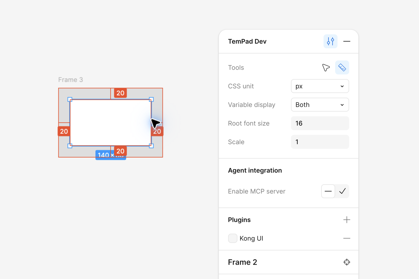 Shows the measure to selection mode in preferences.