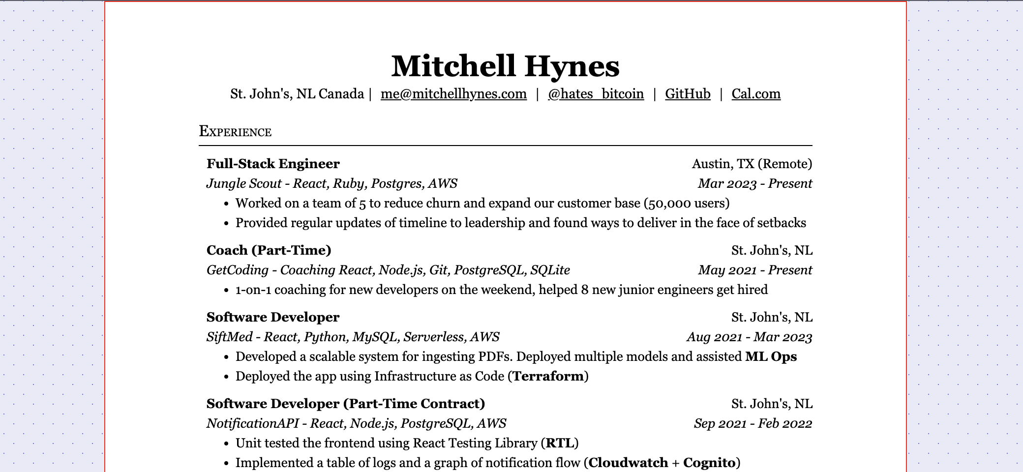 My Resume Screenshot