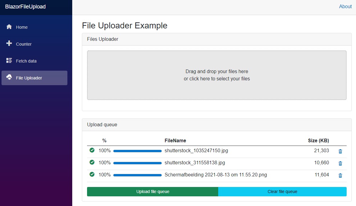 Blazor 6 client File Upload Demo