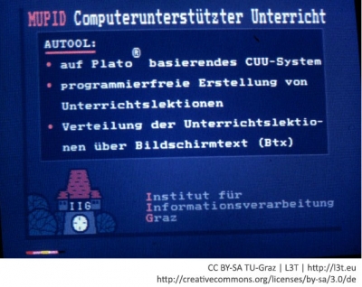 Abb. 2: Computerunterstützer Unterricht, Projekt „MUPID“, TU Graz, 1985