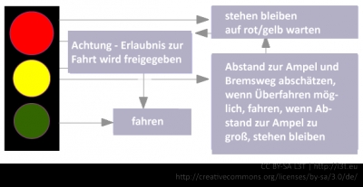 Abb. 6: Mögliche Lösung für die Zerlegung des Lerninhaltes „Wie verhalte ich mich als Autofahrer/in an einer Ampel?“