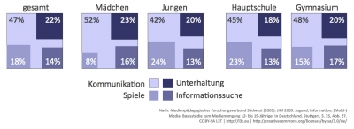 Abb. 2: Inhaltliche Verteilung der Internetnutzung von 12- bis 19-Jährigen in Deutschland in Prozent (N=1.173)