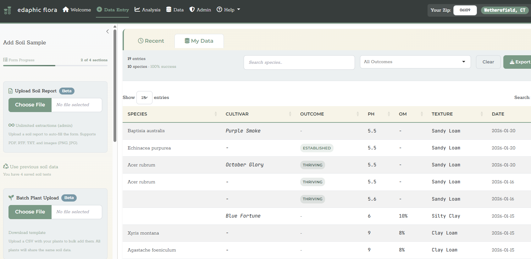 Data entry form with PDF upload