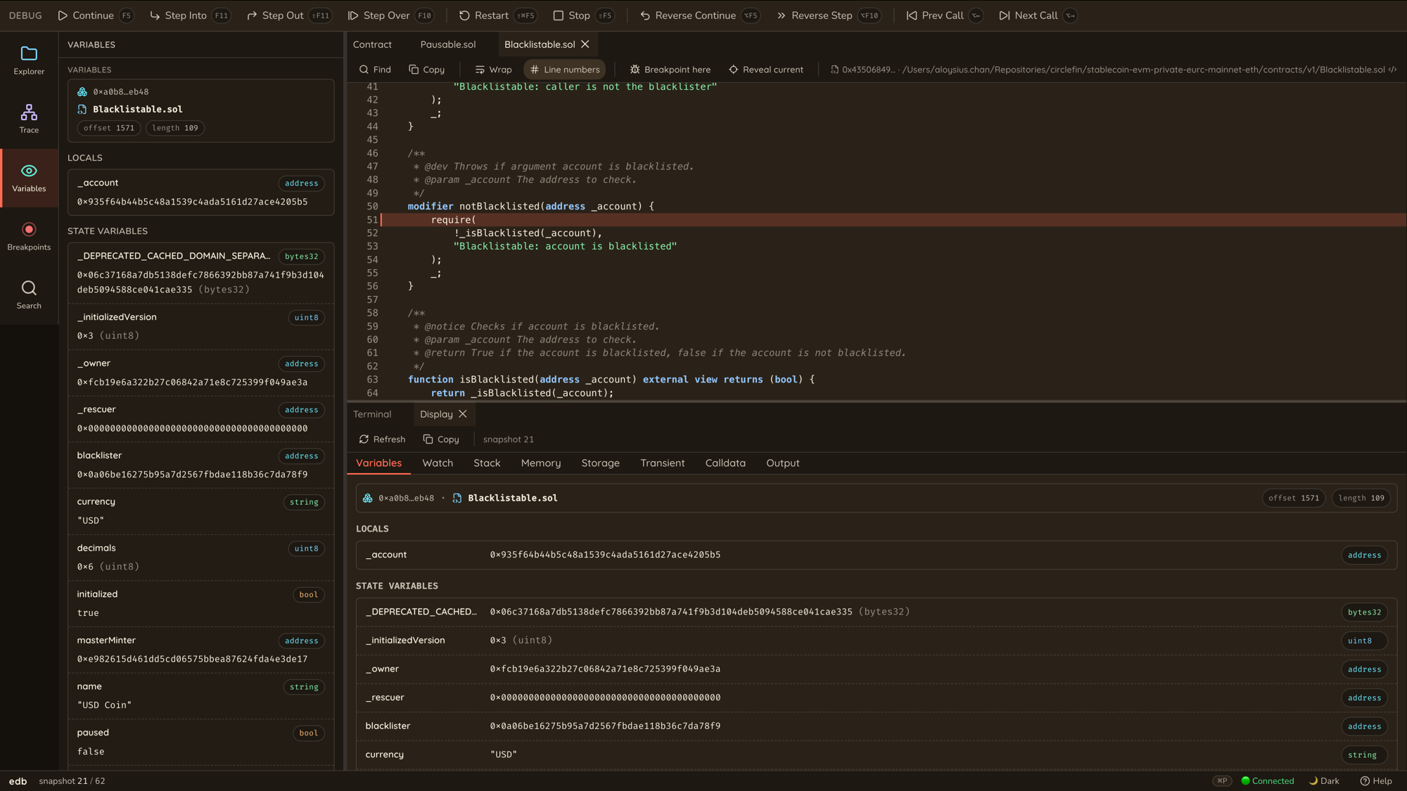 EDB Web UI screenshot (dark theme)