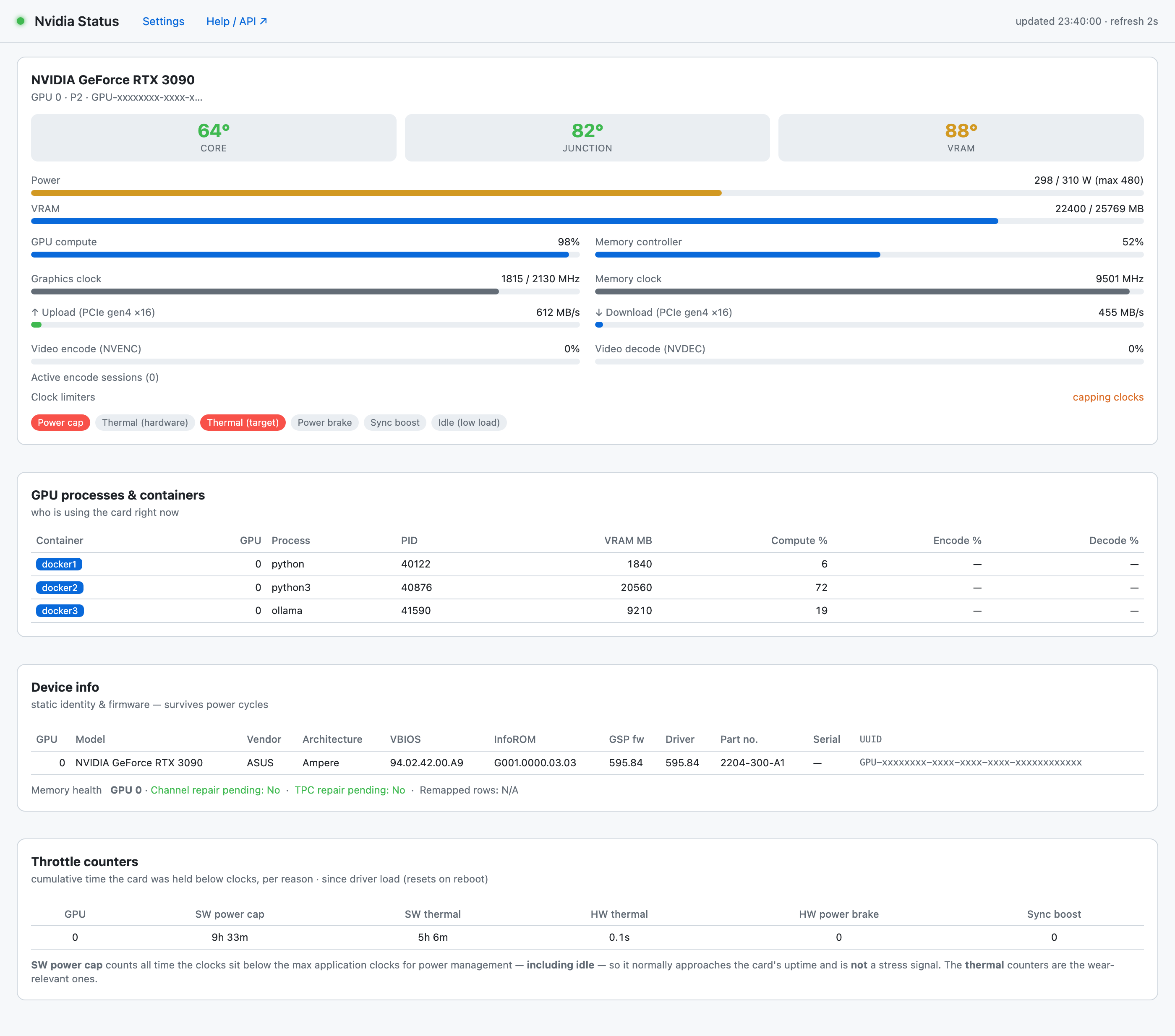 Nvidia Status dashboard