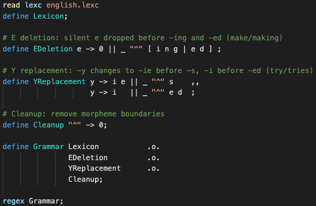 A colourful screenshot showing off the syntax higlighting for xfscript files.