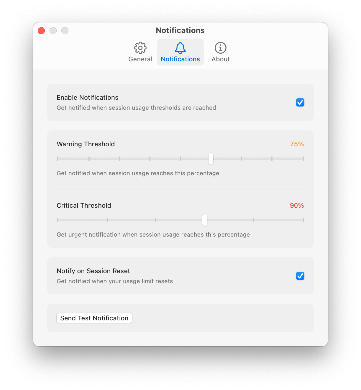 Settings - Notifications