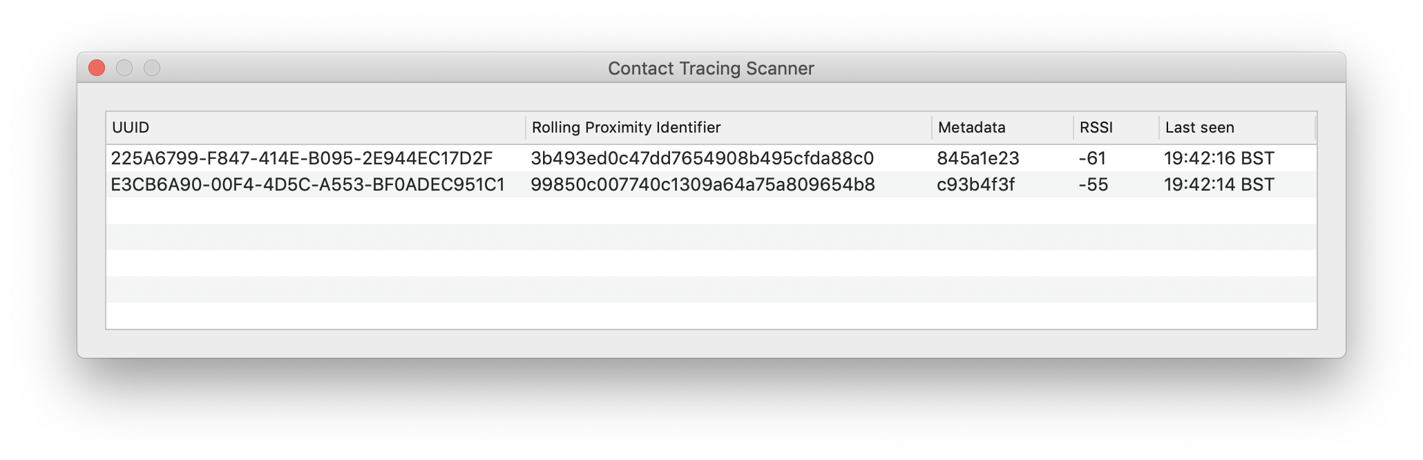 Contact Tracing Scanner