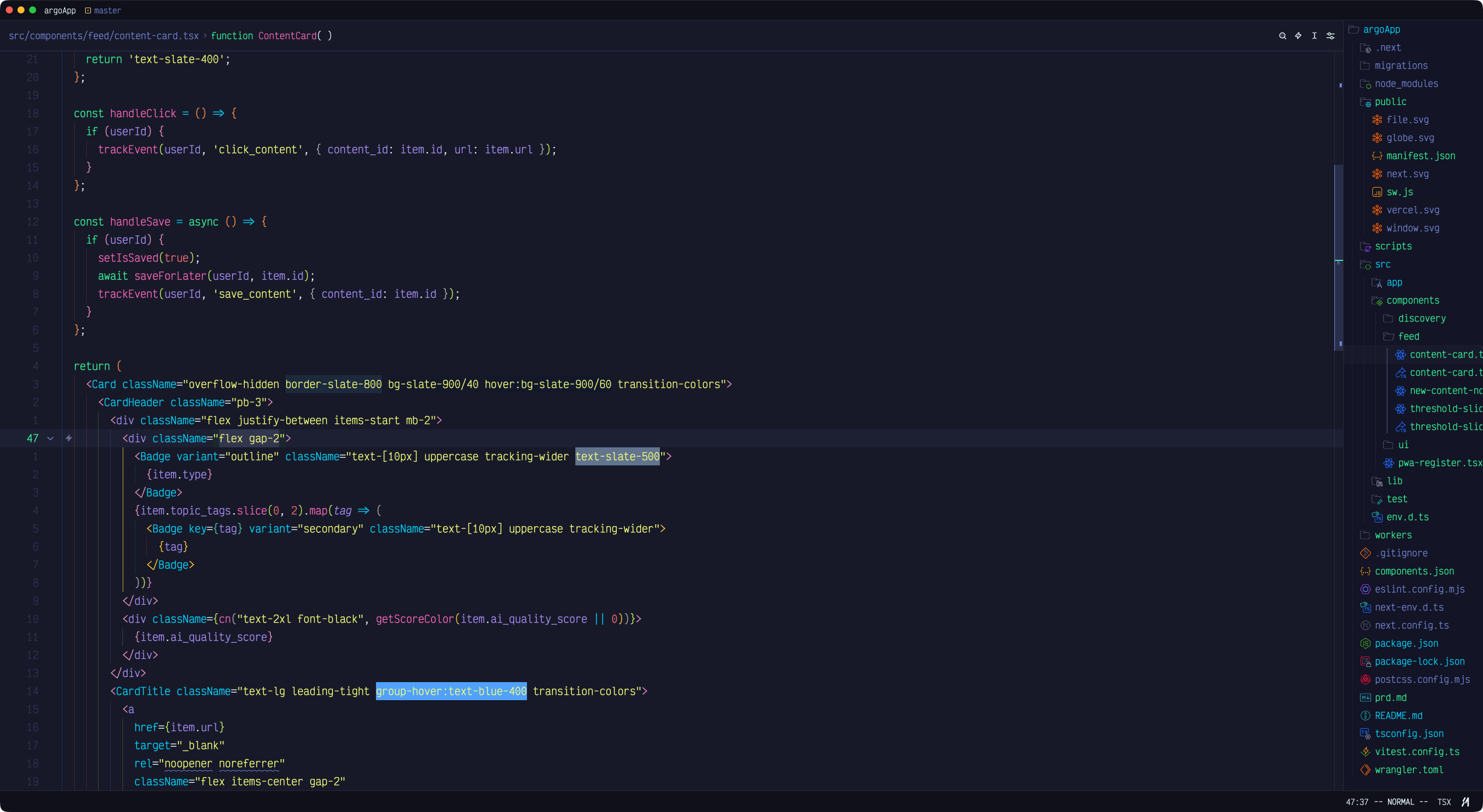 TSX React component in Eldritch Abyss variant