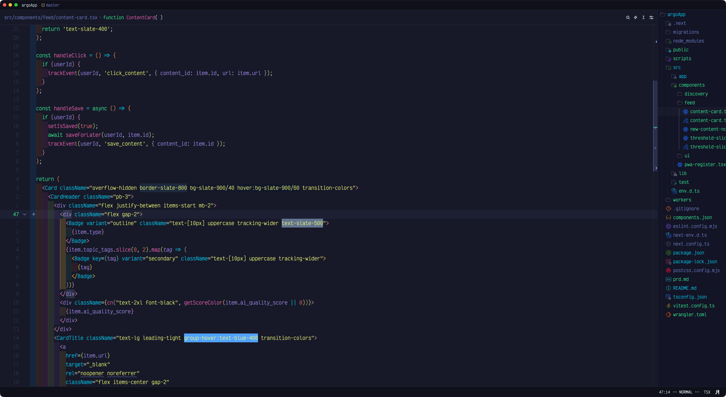 TSX React component with Tailwind classes