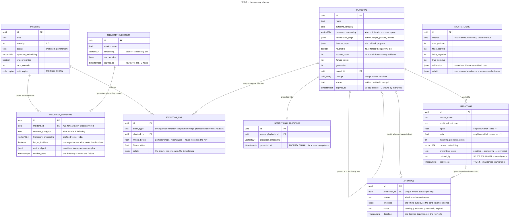 The NEXUS memory schema