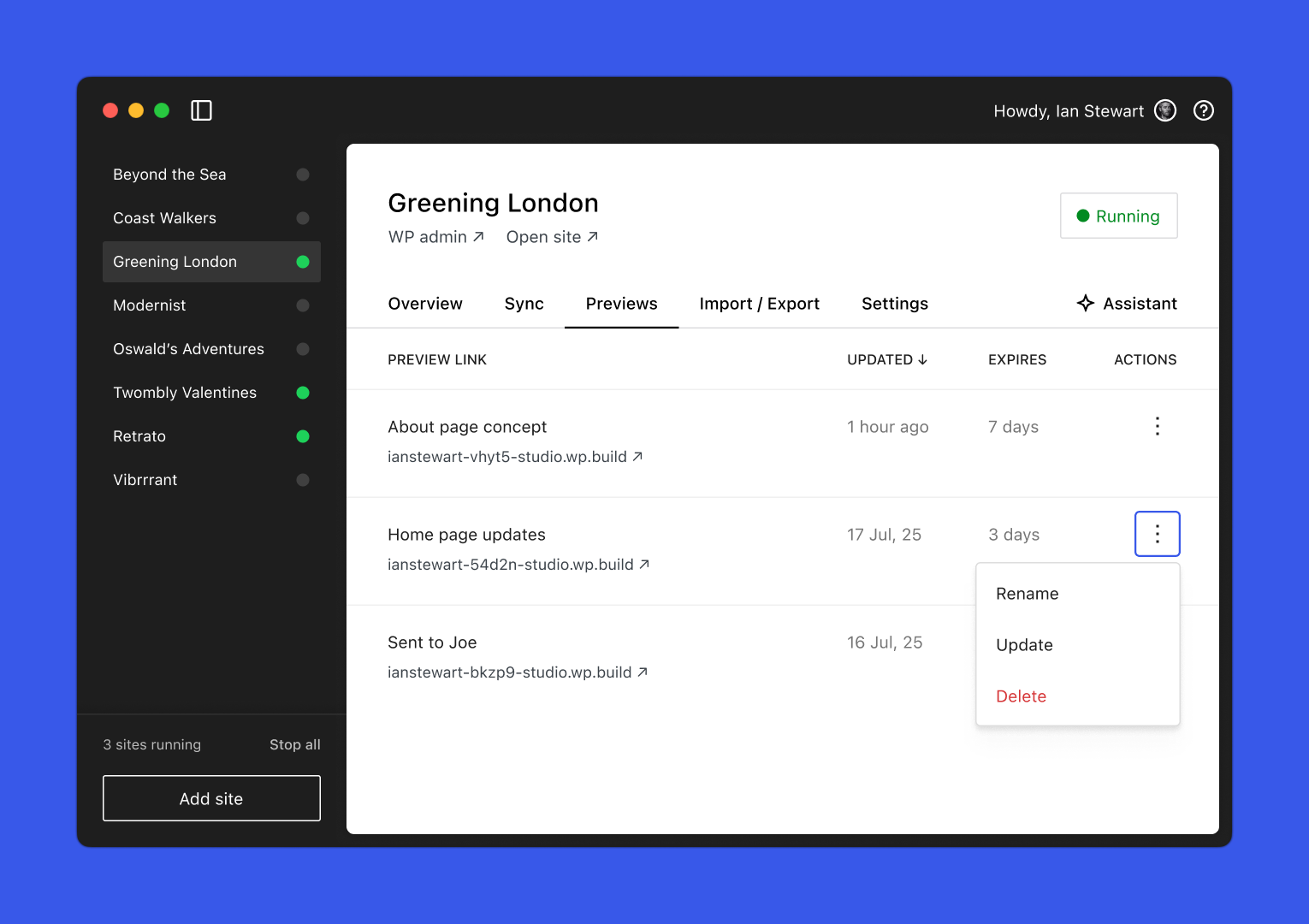 WordPress Studio - Preview Sites
