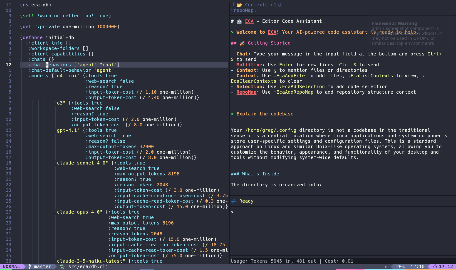 ECA running in Neovim