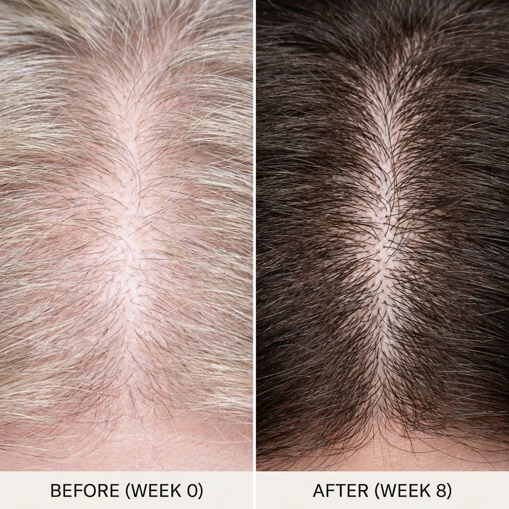 Jennifer's scalp before and after 8 weeks of Hair Helper