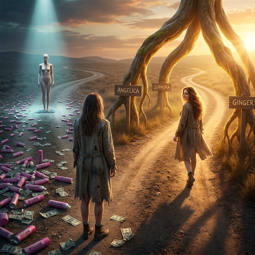 Two paths: Rogaine subscription vs Angelica, Sophora, Ginger roots