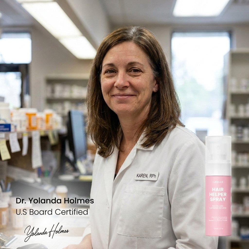 Karen Mitchell with TryBello Hair Helper Spray