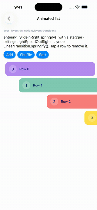 Animated list
