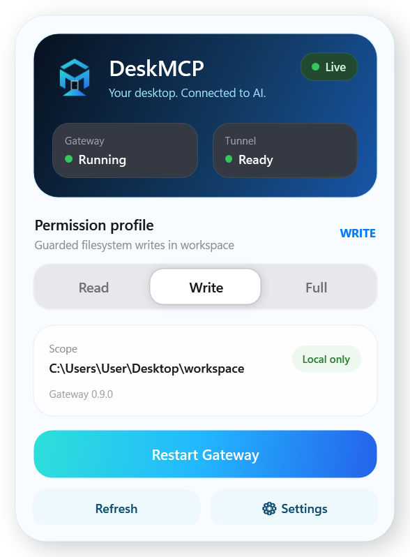 DeskMCP Control Panel