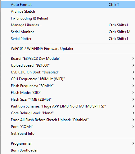 IDE settings