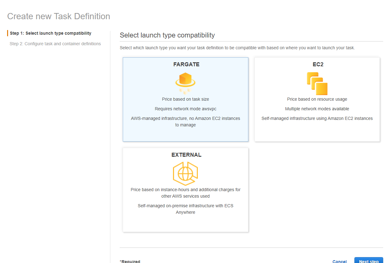 create task definition