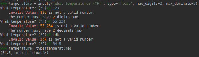 Printy inputy max digits and max decimals