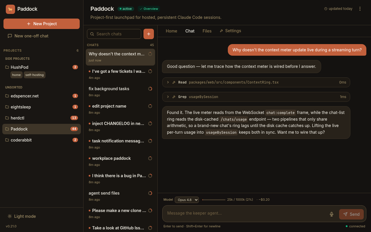 A chat with Read and Grep tool blocks and a context/cost meter