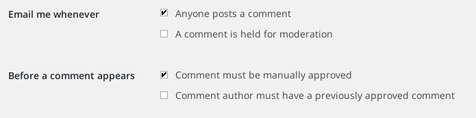 WordPress comment settings