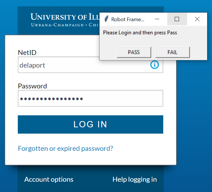 screenshot of login manual step