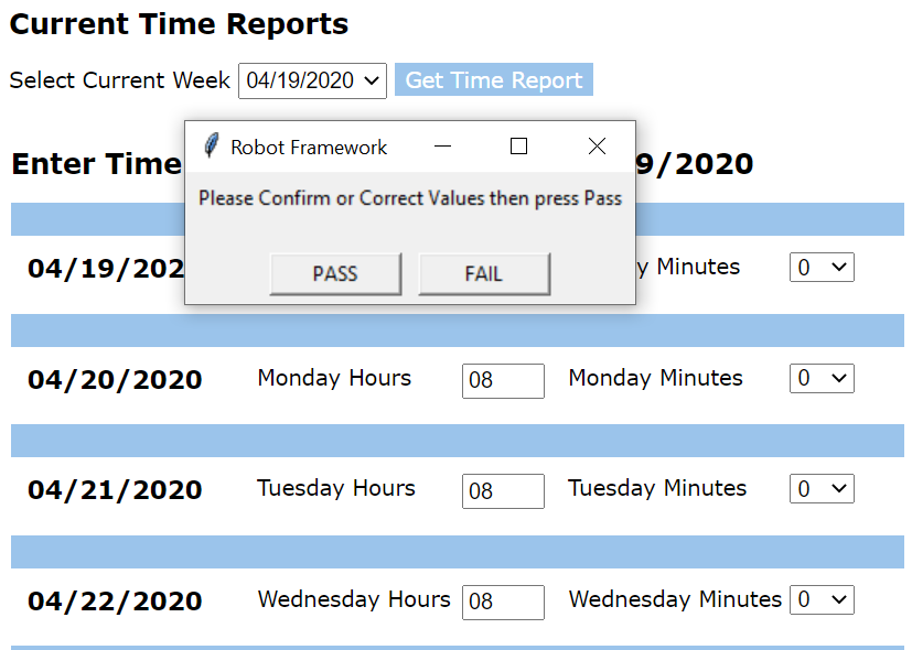 screenshot of time submission manual step