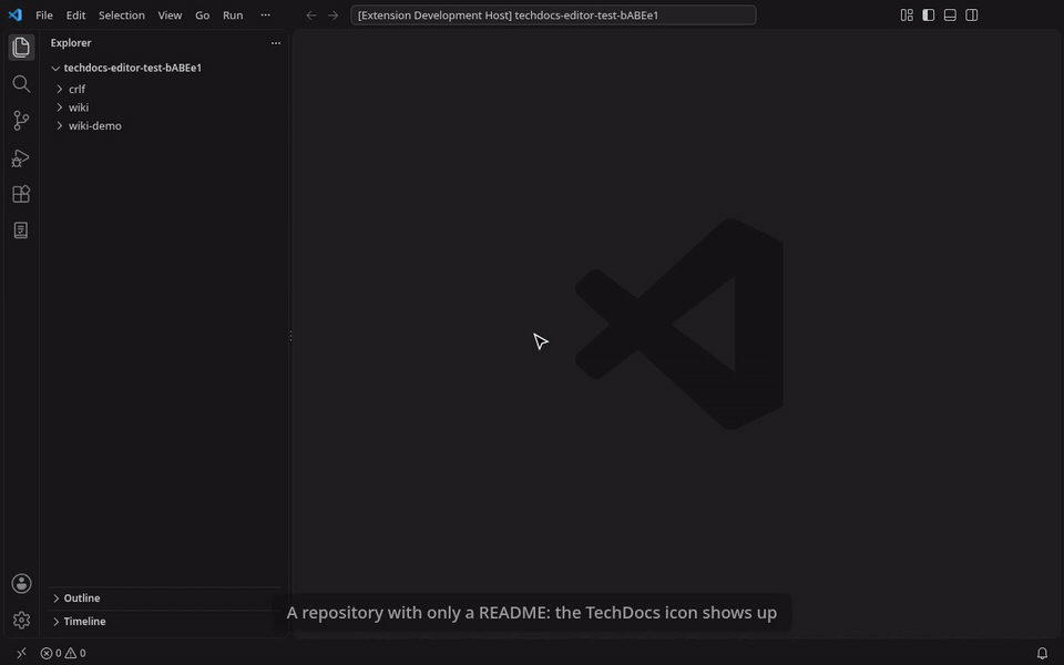 A repository with only a README: the welcome screen, the README as the home page, and the catalog-info.yaml question
