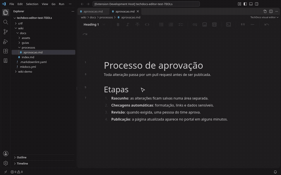 Ctrl+F in the visual editor highlights the matches and counts them
