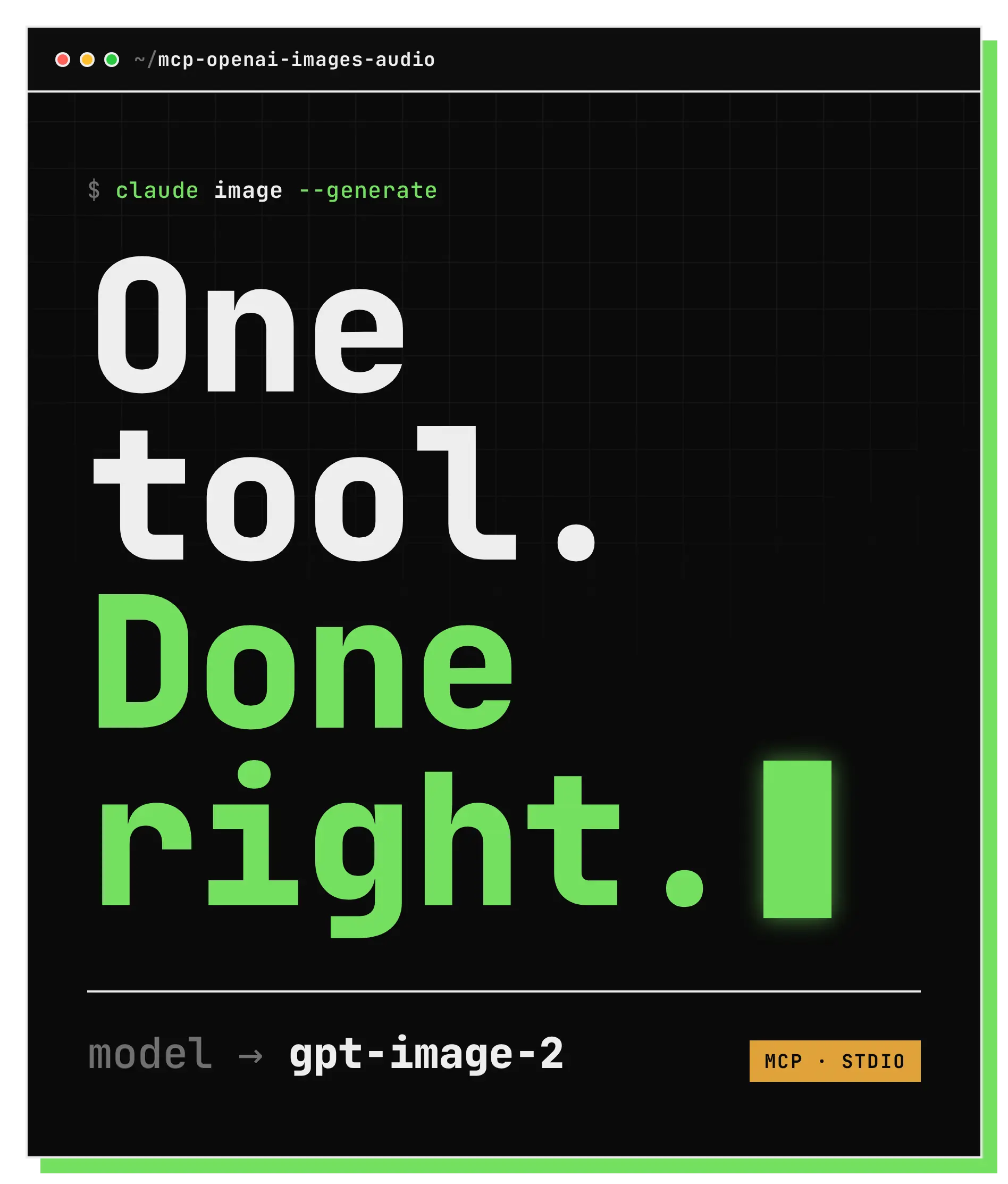 mcp-openai-images-audio — One tool. Done right. gpt-image-2