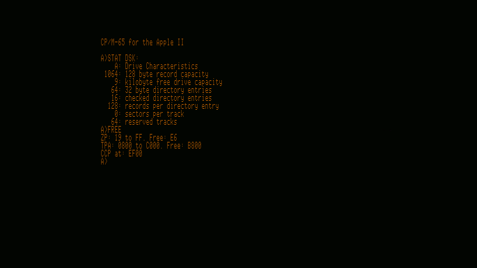 CP/M-65 running on an Apple IIe