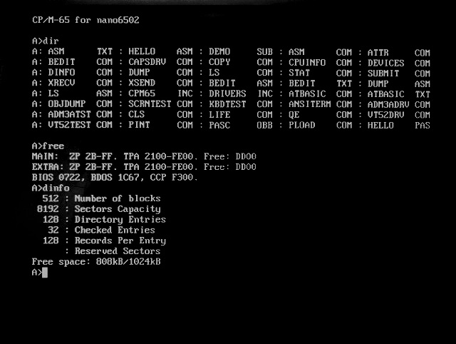 CP/M-65 running on the nano6502