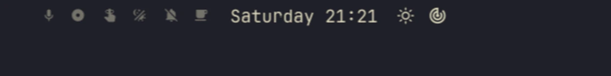 The Omarchy bar showing the clock, the stock weather widget and the radar scope icon beside it