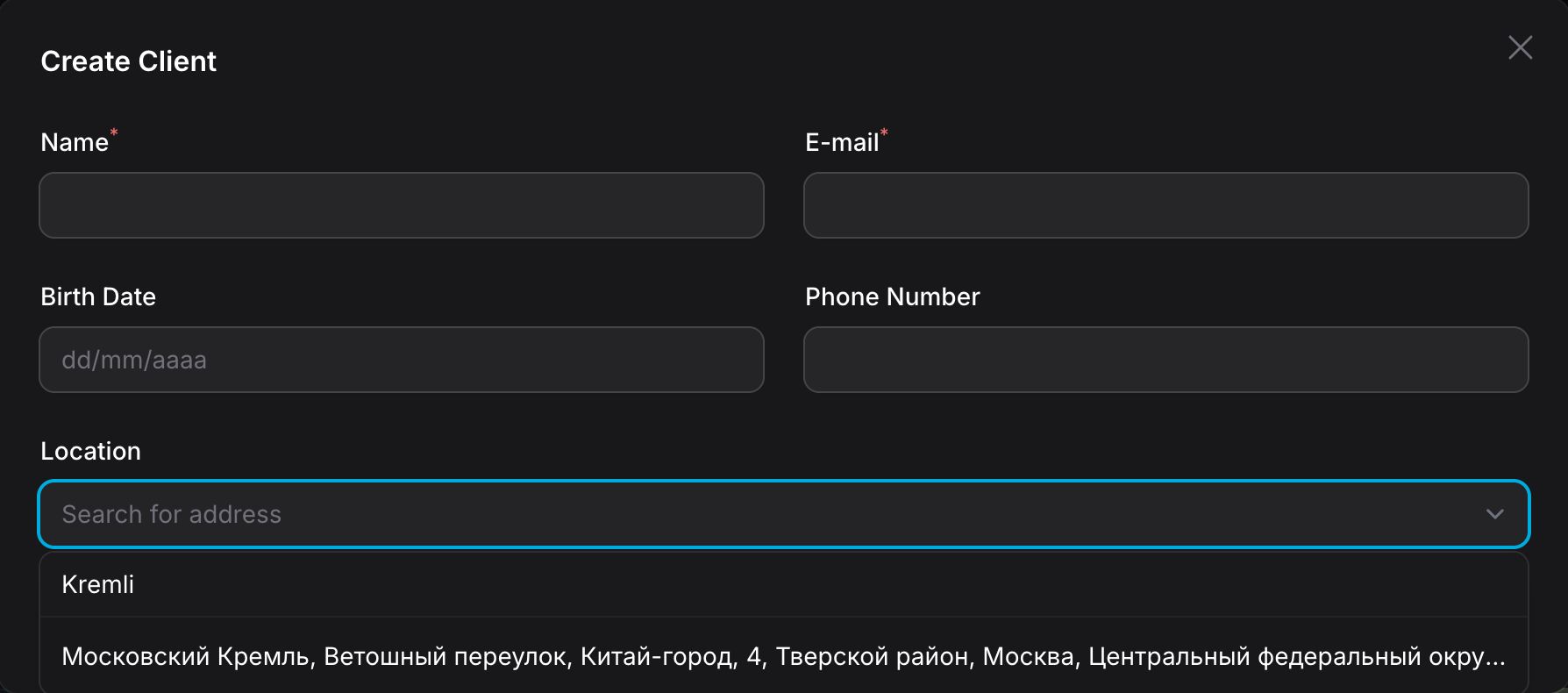 GeoSearch Input Example