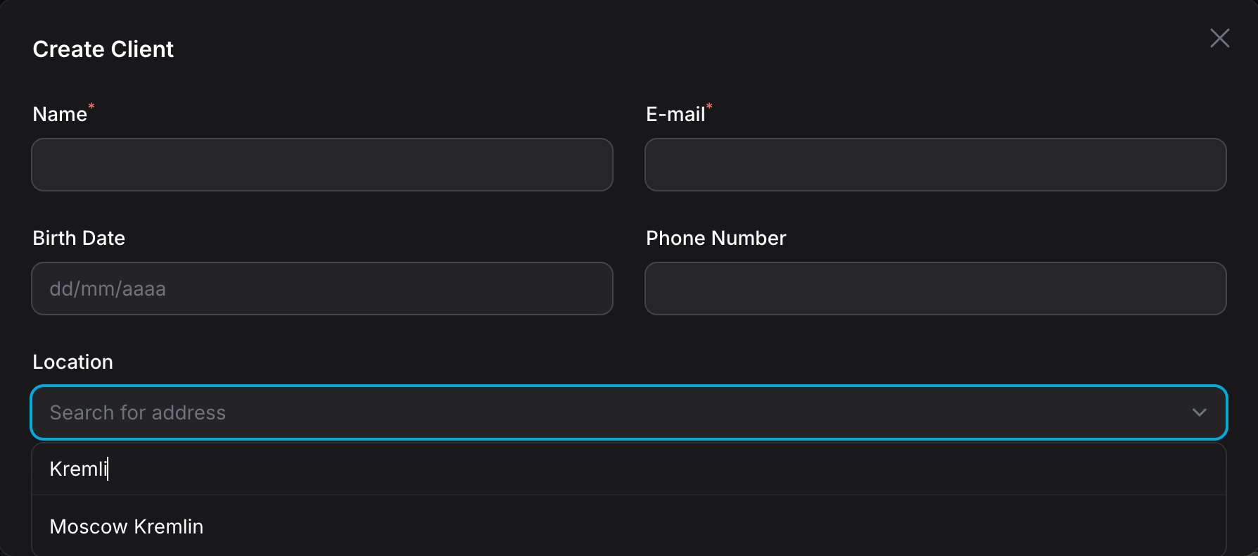 Short Labels GeoSearch Input Example