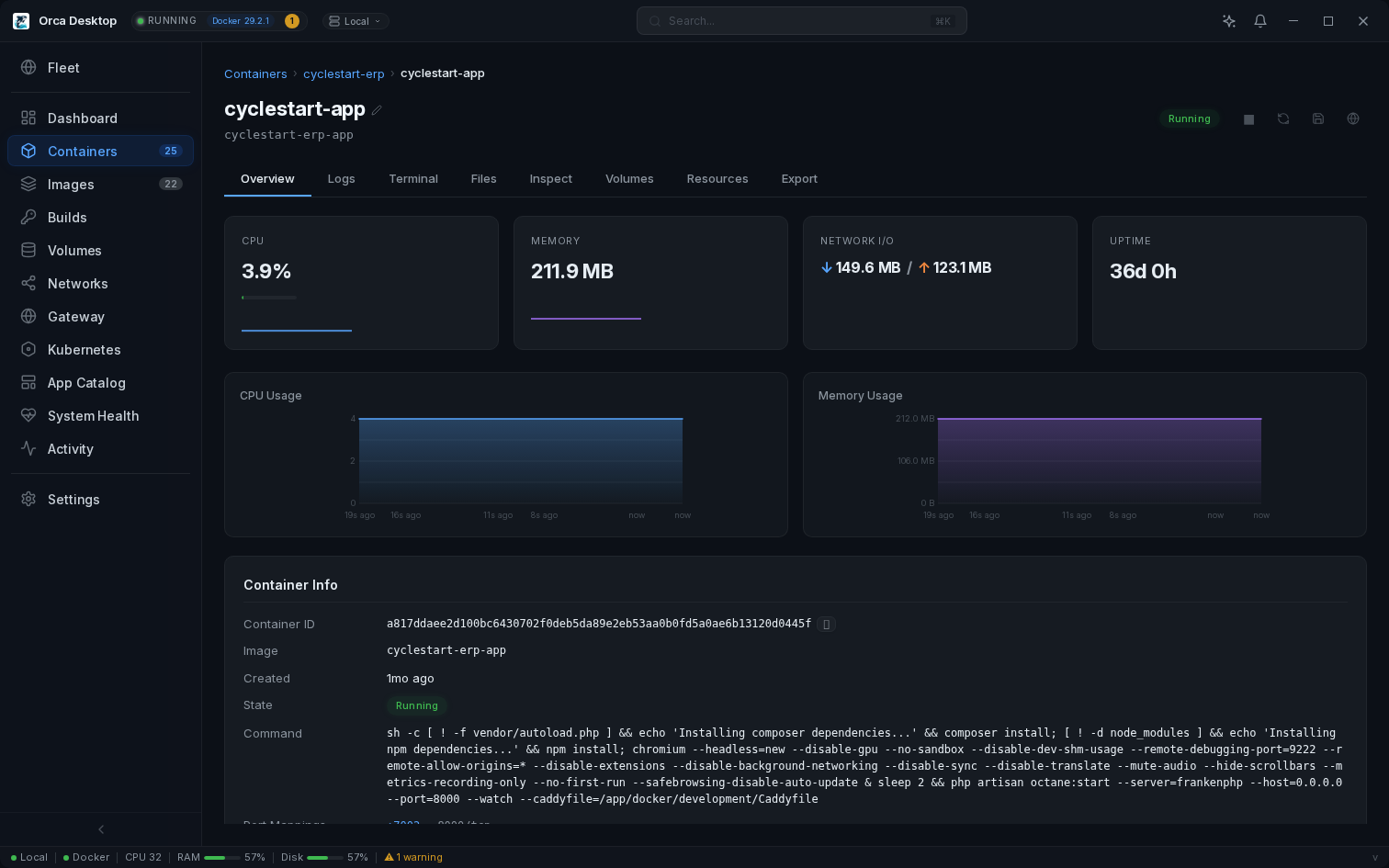 Container management with AI diagnostics