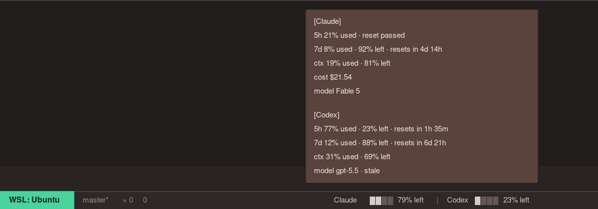 Headroom status bar and tooltip