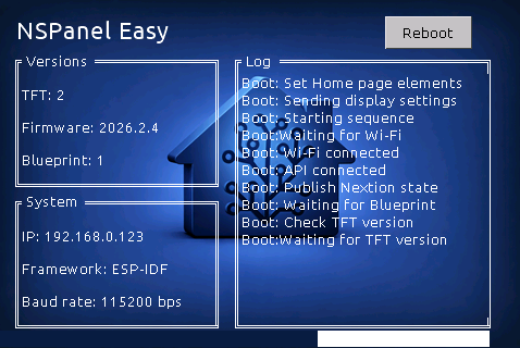 Boot page with IP