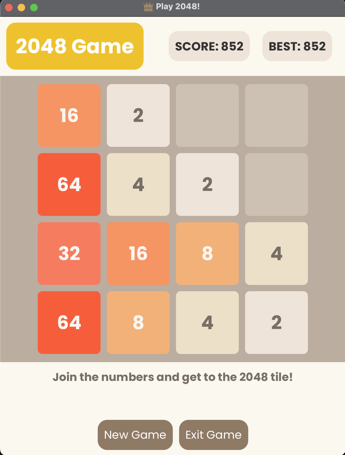 2048 Game in JavaFX