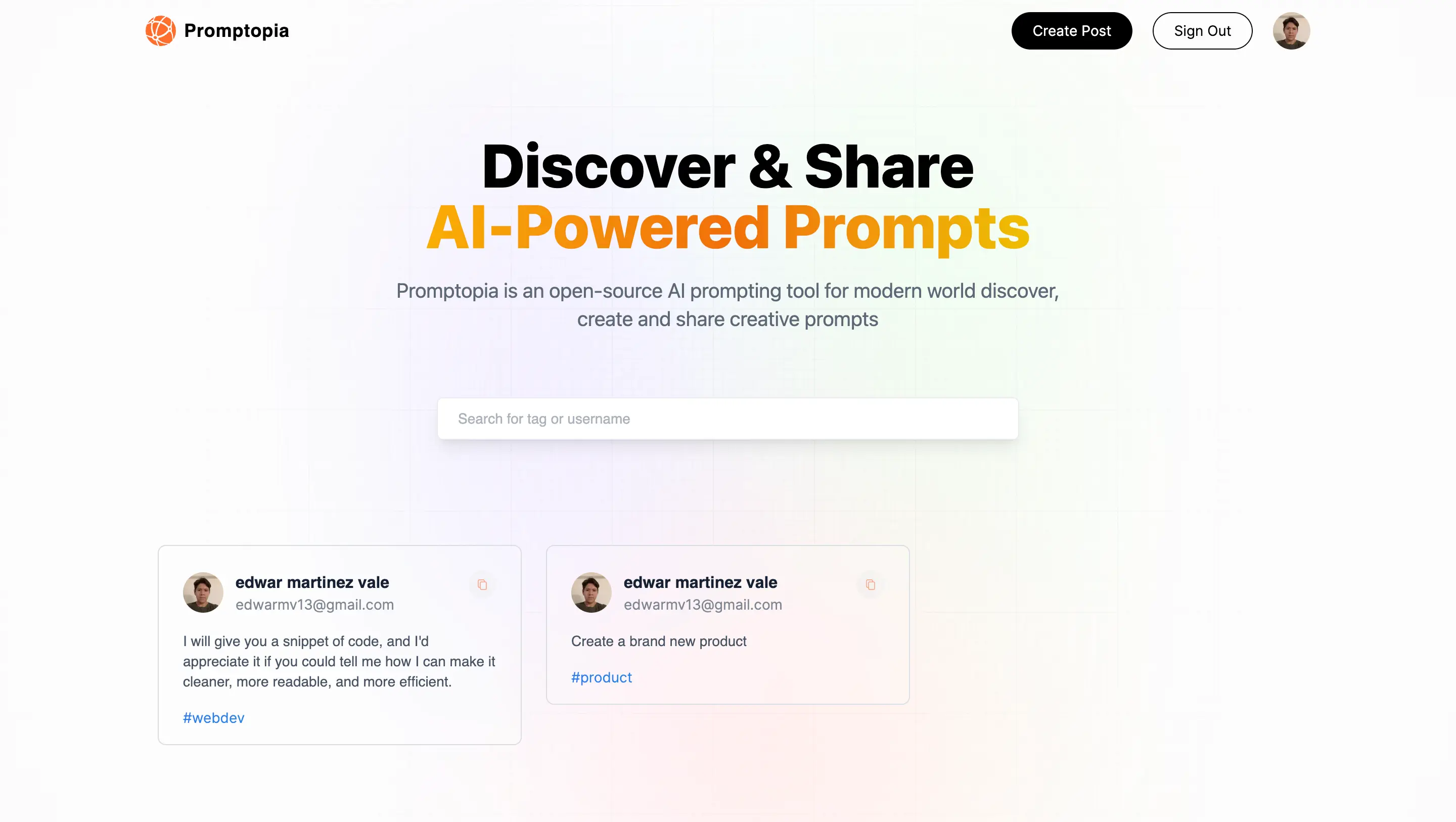 promptopia screenshot